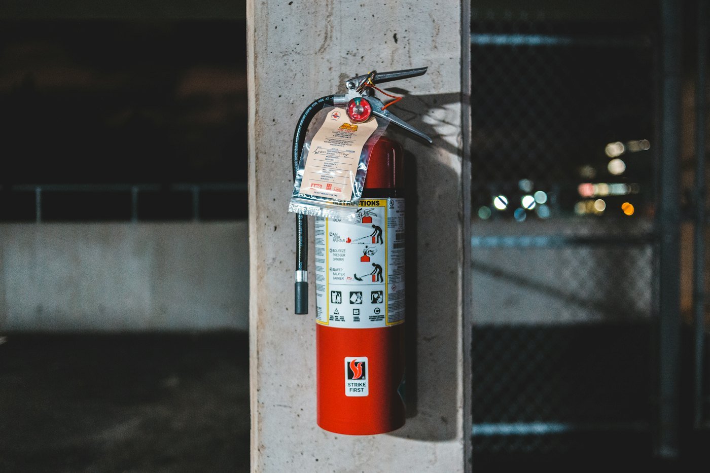 Wall-mounted fire extinguisher